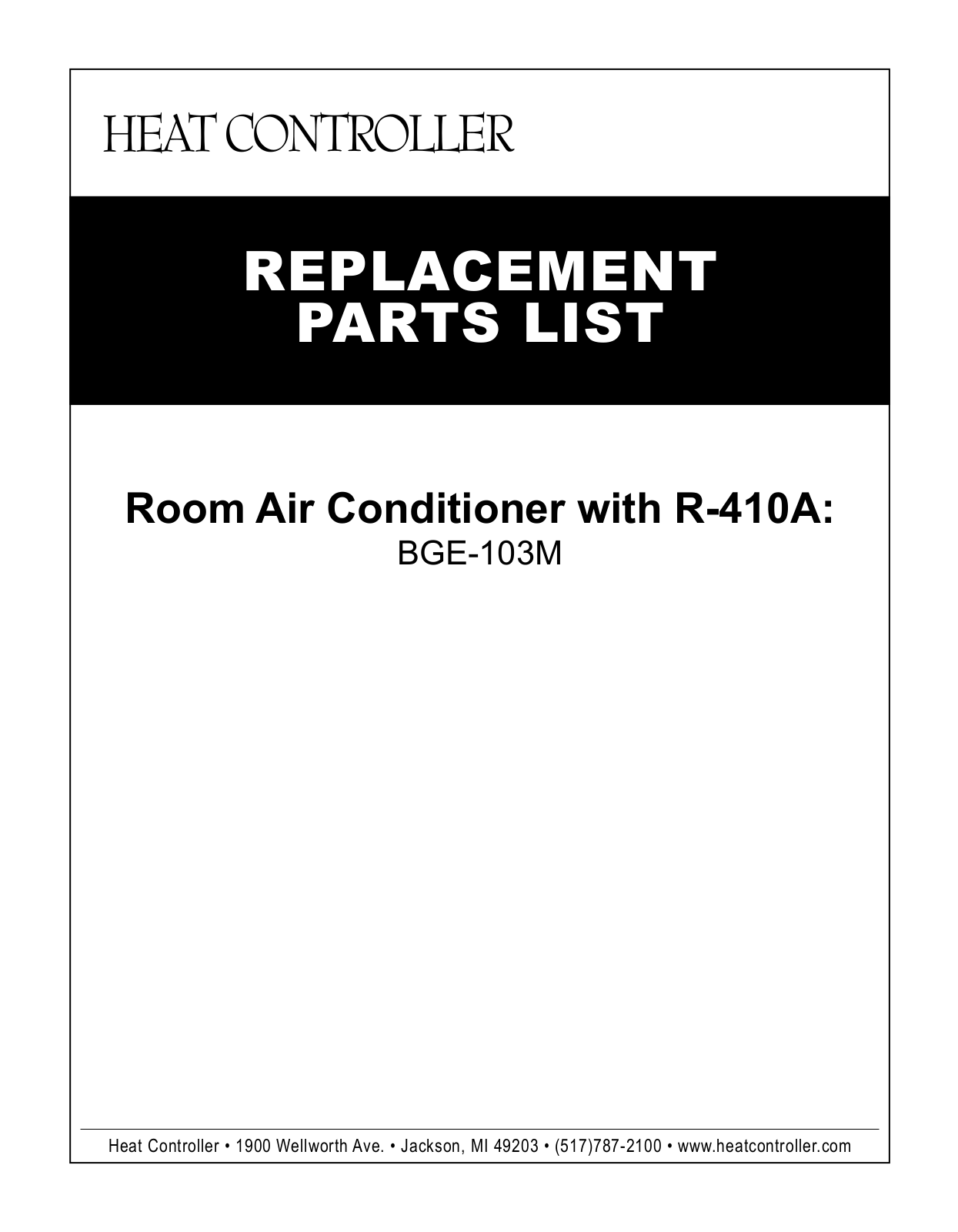 Comfort-aire Bge-103m Owner's Manual