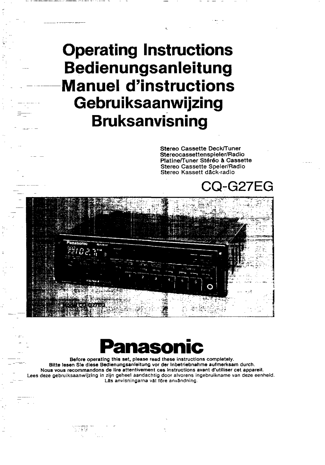 Panasonic CQ-G27E User Manual
