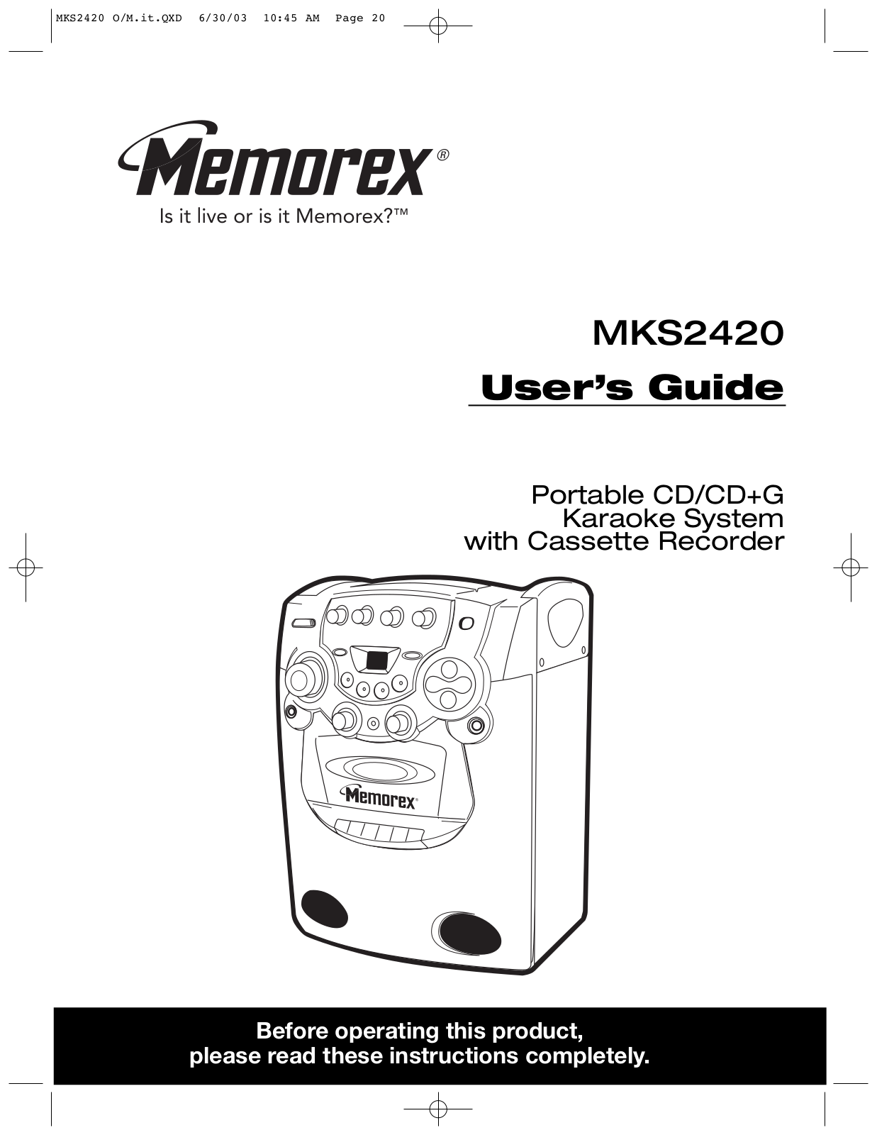 Memorex MKS2420 User Manual