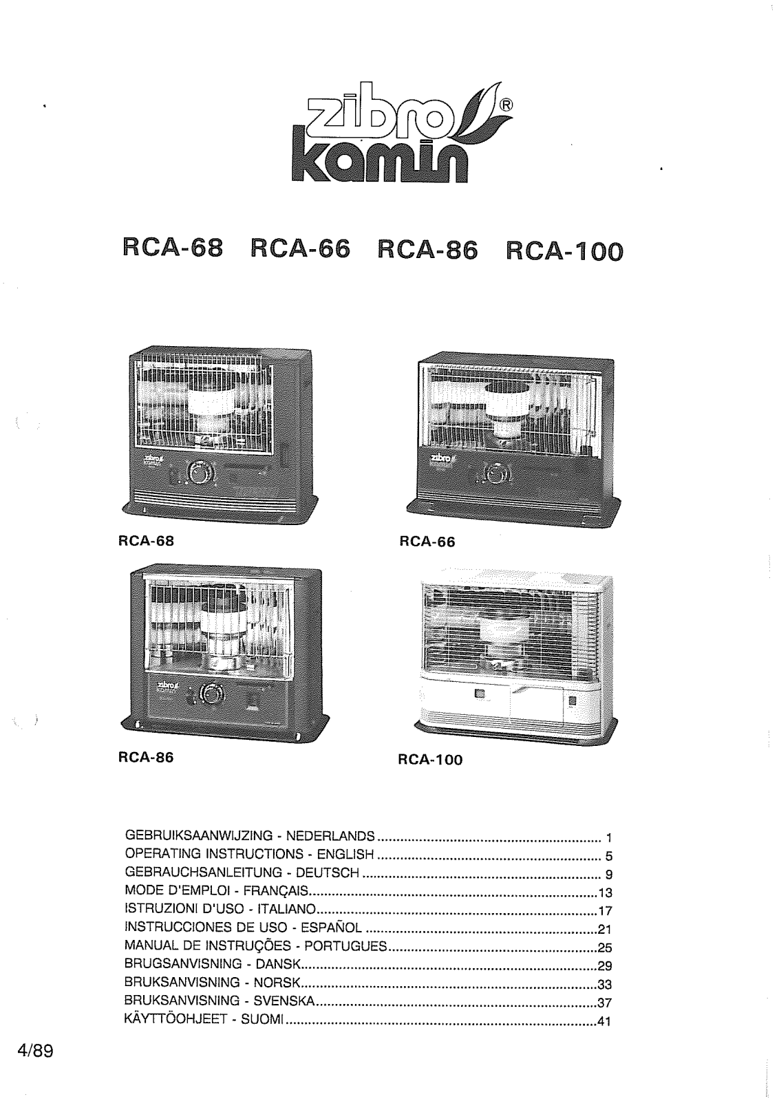 ZIBRO RCA100, RCA66 User Manual