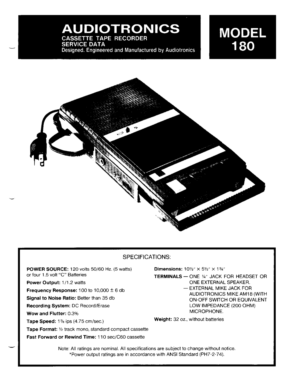 Audiotronics 180 User Manual - ManualMachine.com