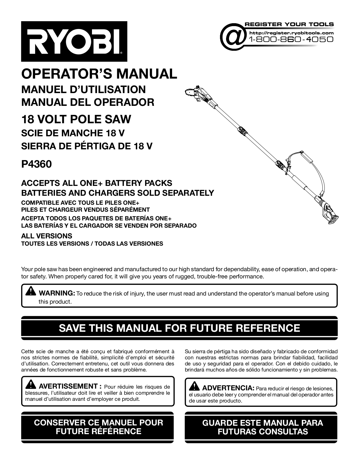 Ryobi P4360 Owner's Manual