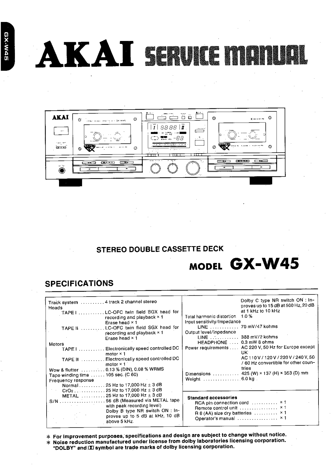 Akai GXW-45 Service manual