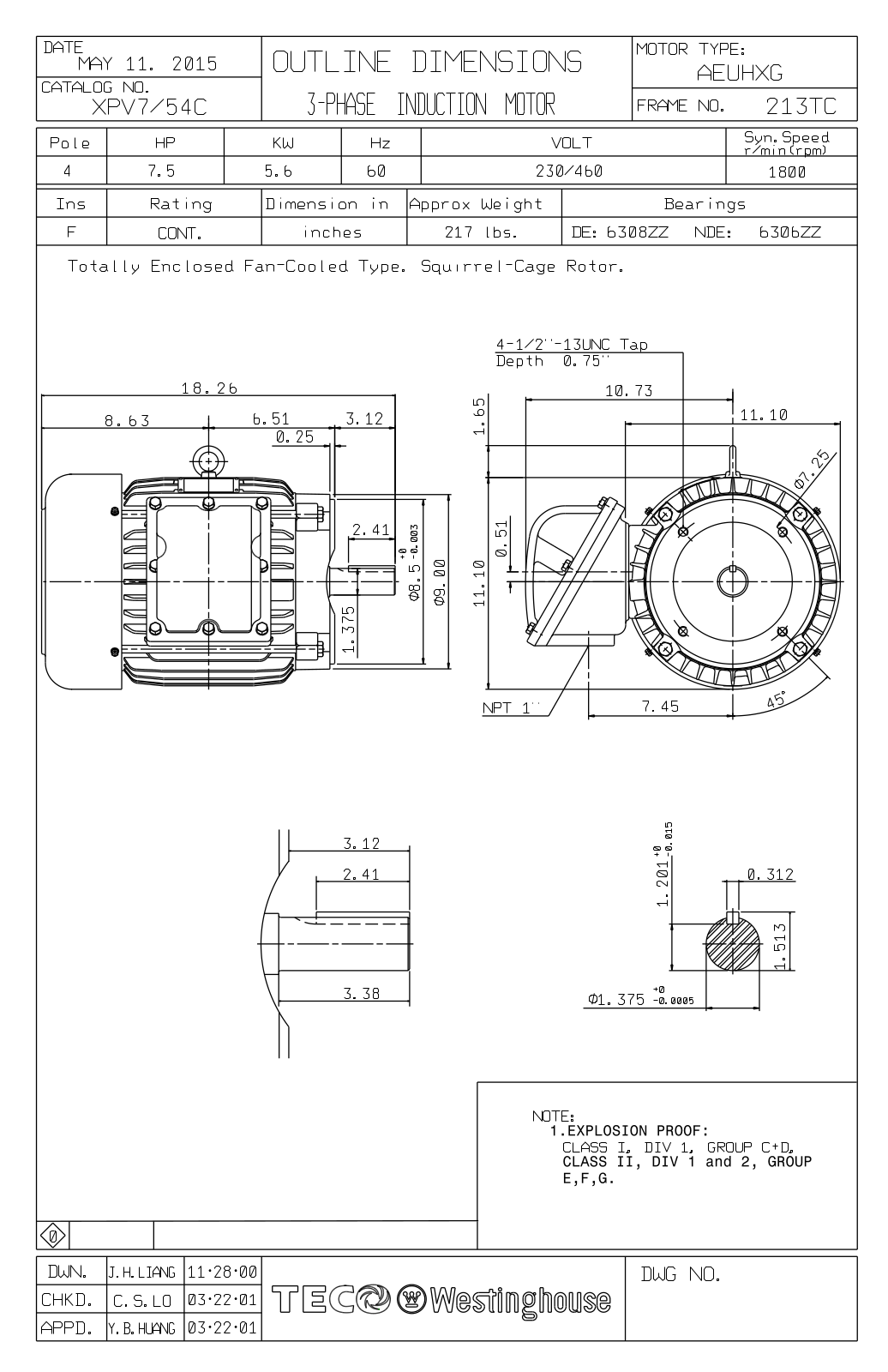 Teco XPV7/54C Reference Drawing