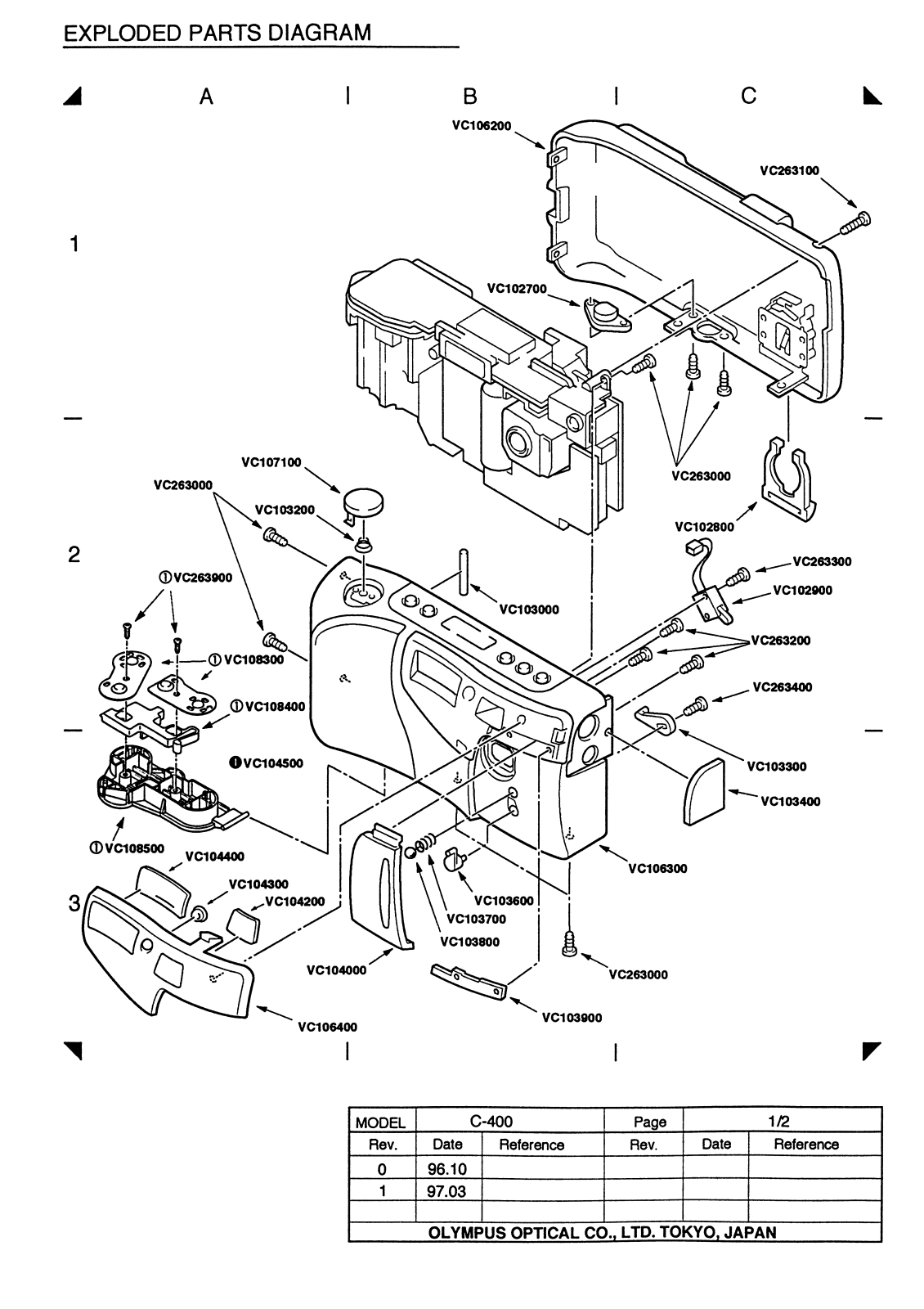 OLYMPUS C-400 PARTS LIST