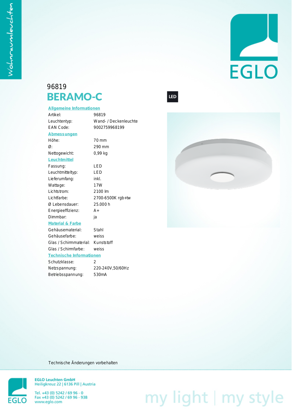 Eglo 96819 Service Manual