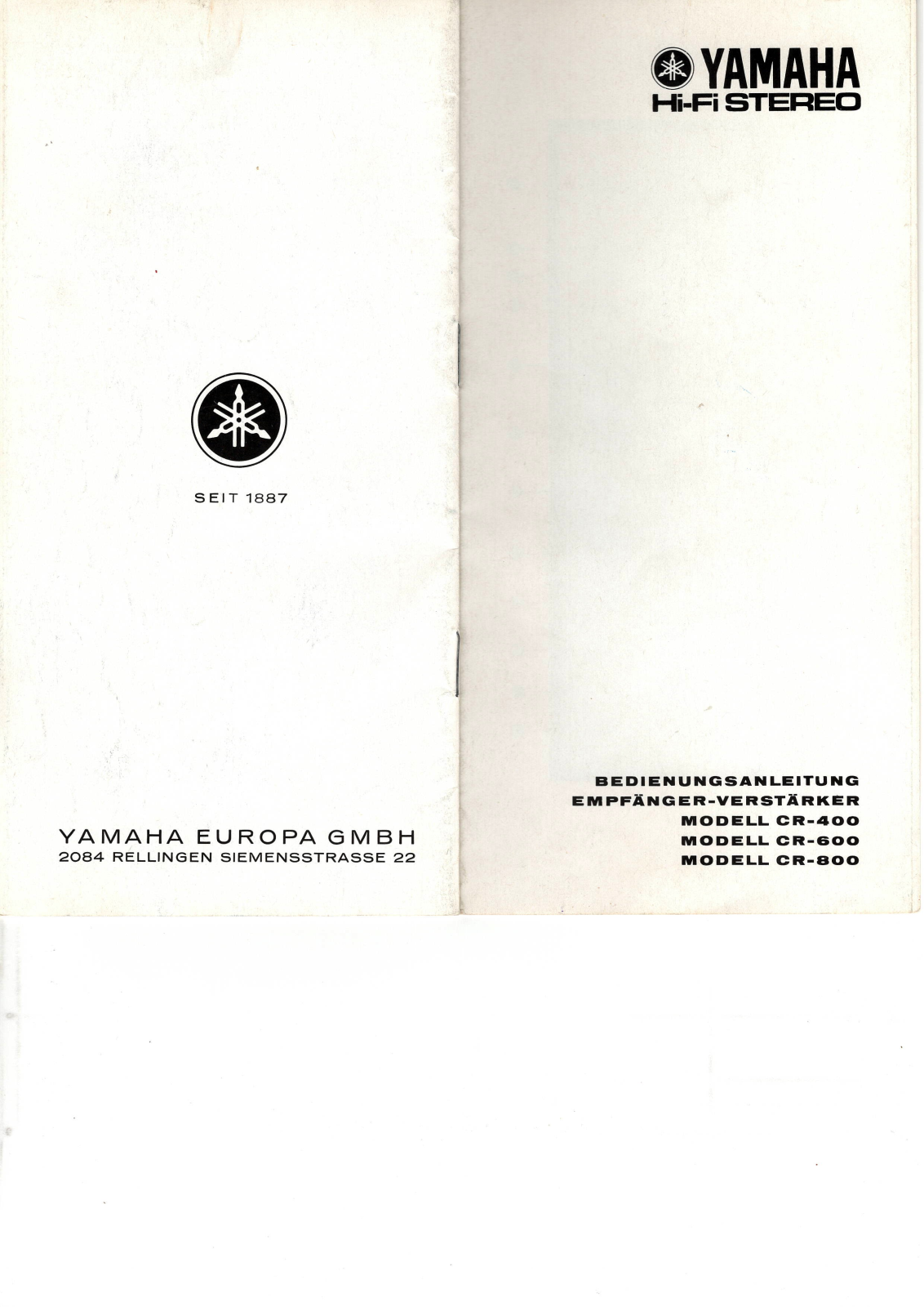 Yamaha CR 400, CR 600, CR 800 User Manual