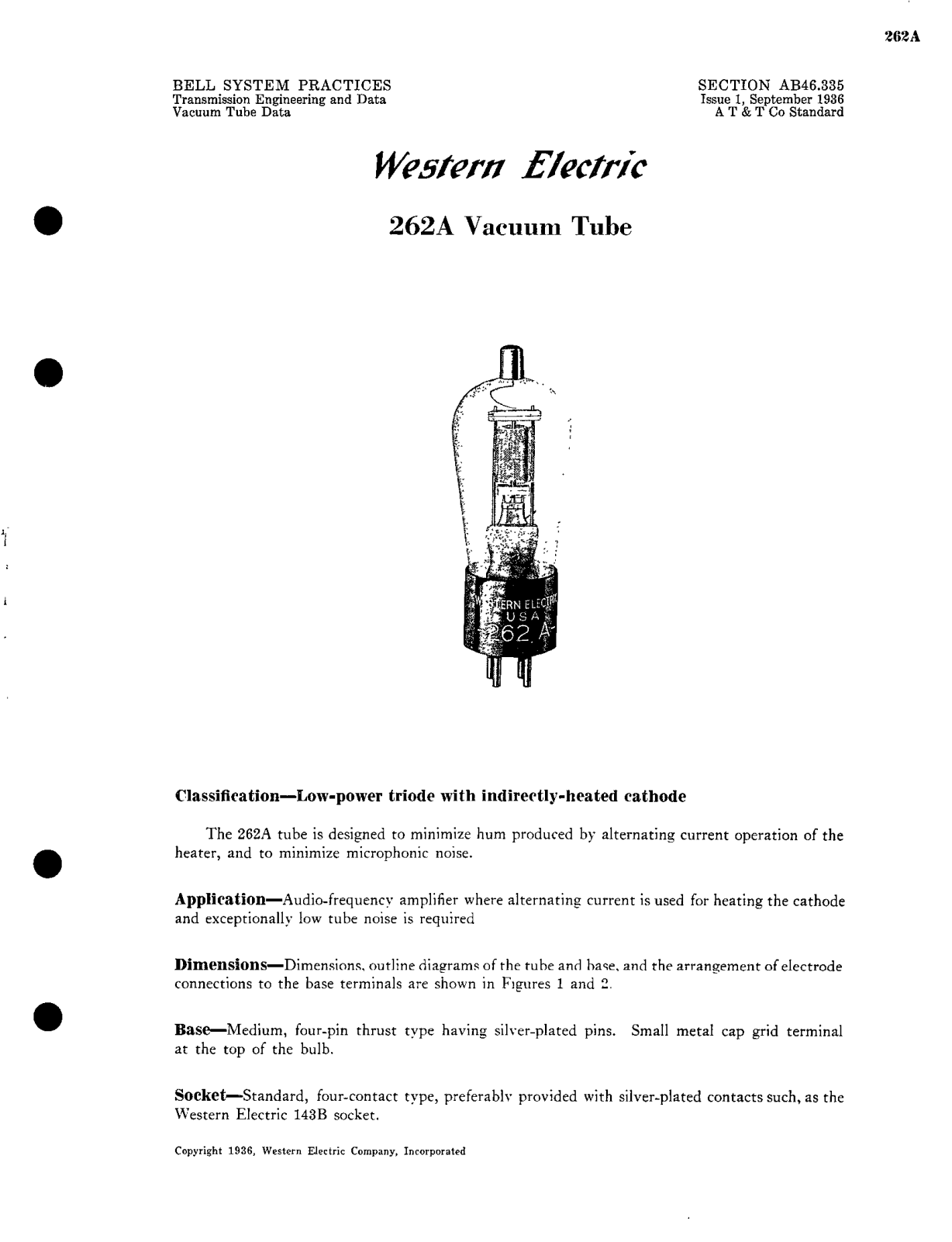 Western Electric 262-A Brochure