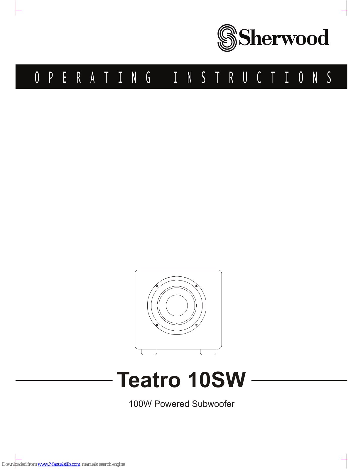 Sherwood Teatro 10SW Operating Instructions Manual