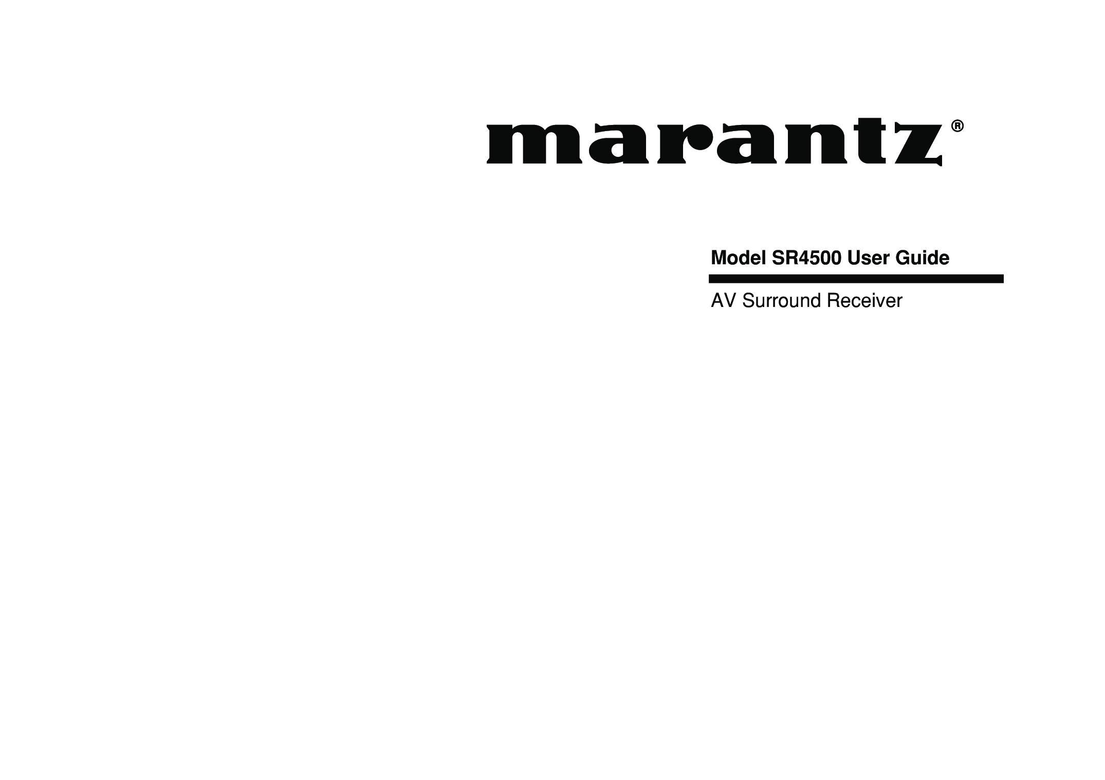 Marantz SR4500 User Manual