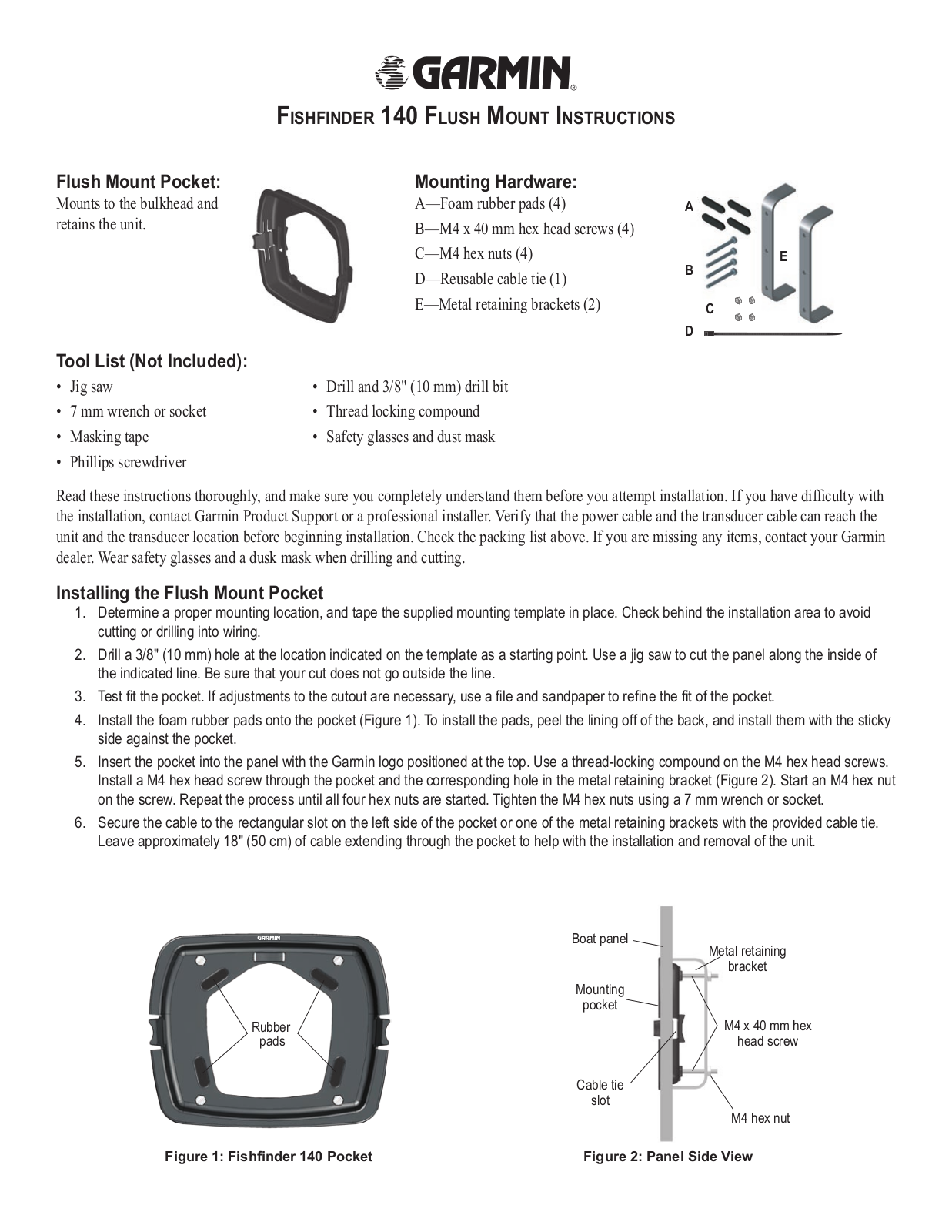 Garmin Fishfinder 140 Mount Template