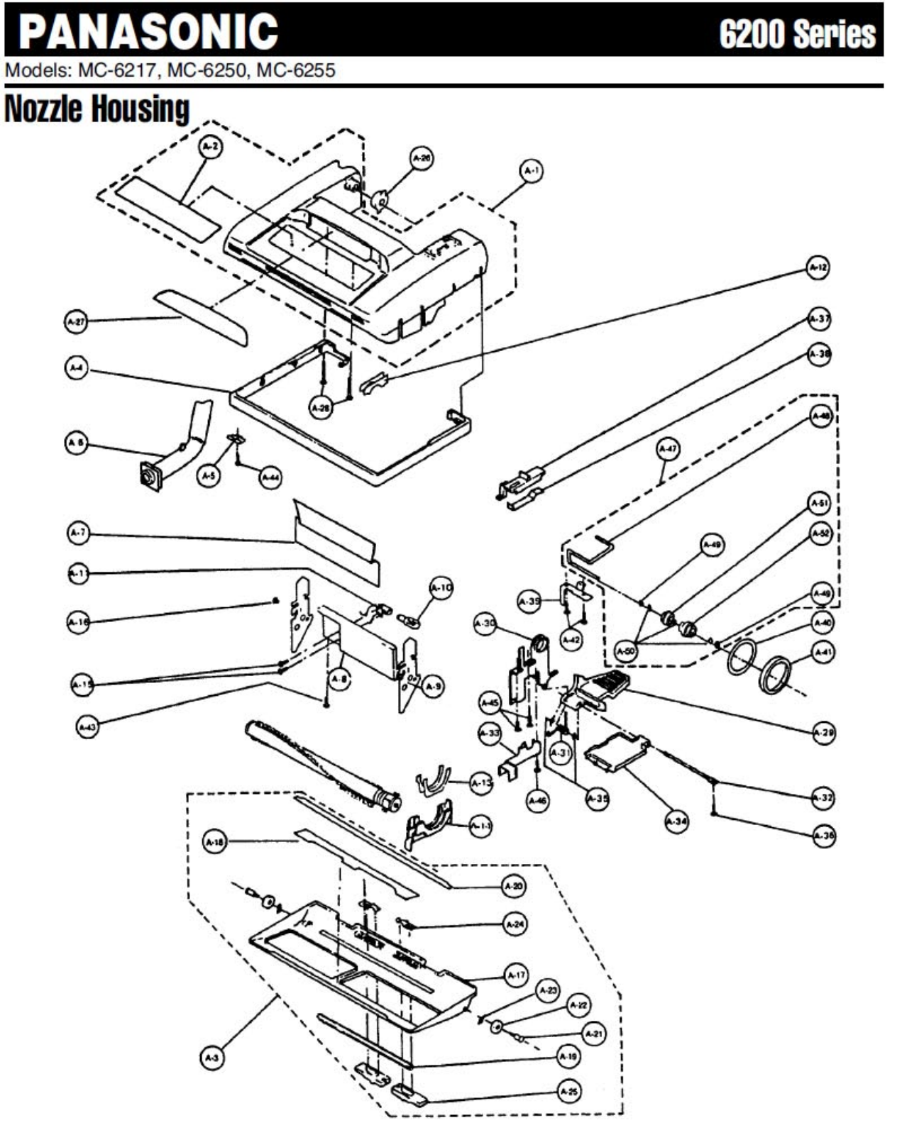 Panasonic 6217, 6250, 6255 Parts List