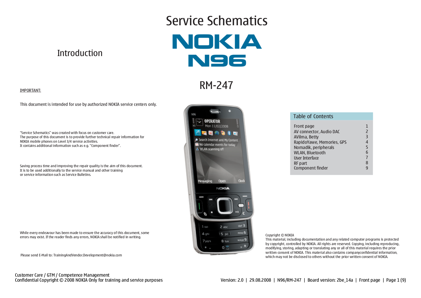Nokia N96 RM-247, N96  RM-297, N96  RM-472 Schematic