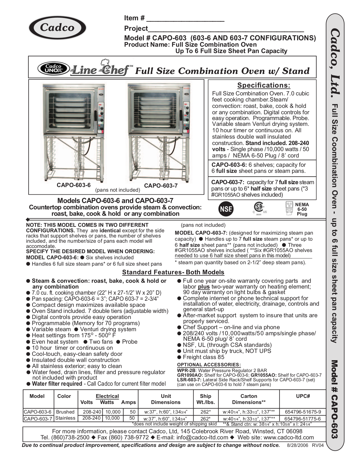 Cadco CAPO 603 User Manual