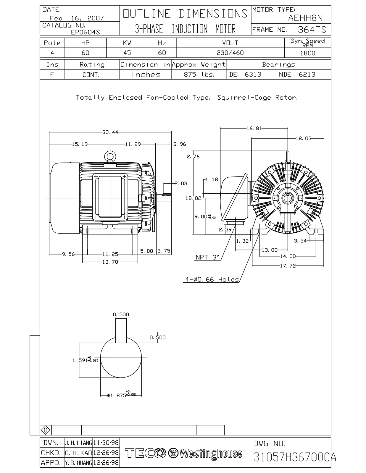 Teco EP0604S Reference Drawing