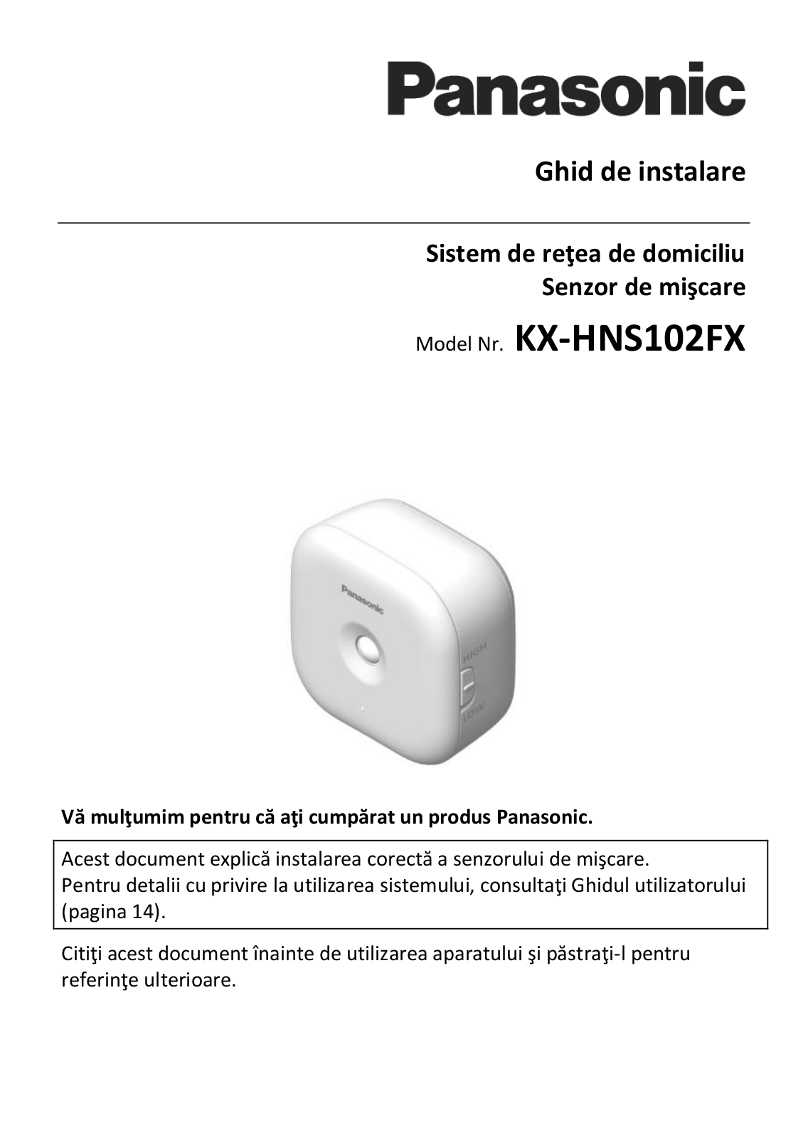 Panasonic KX-HNS102FX Installation Manual