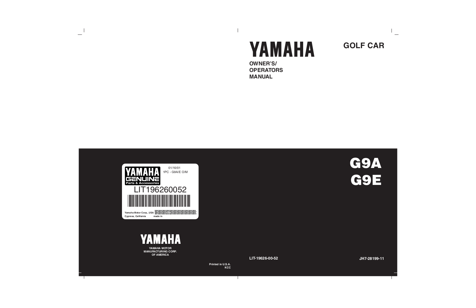 Yamaha FLEET MASTER 36 VOLT ELECTRIC-G9-EJ, G9A User Manual