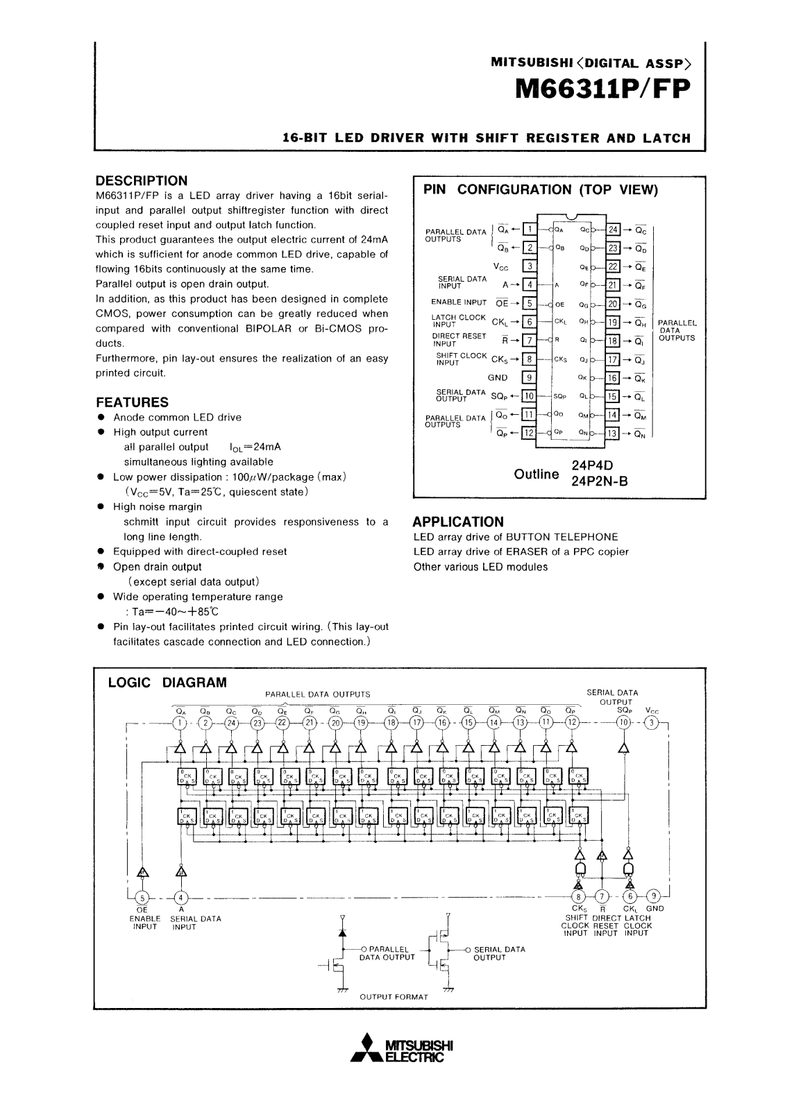 Mitsubishi M66311P, M66311FP Datasheet