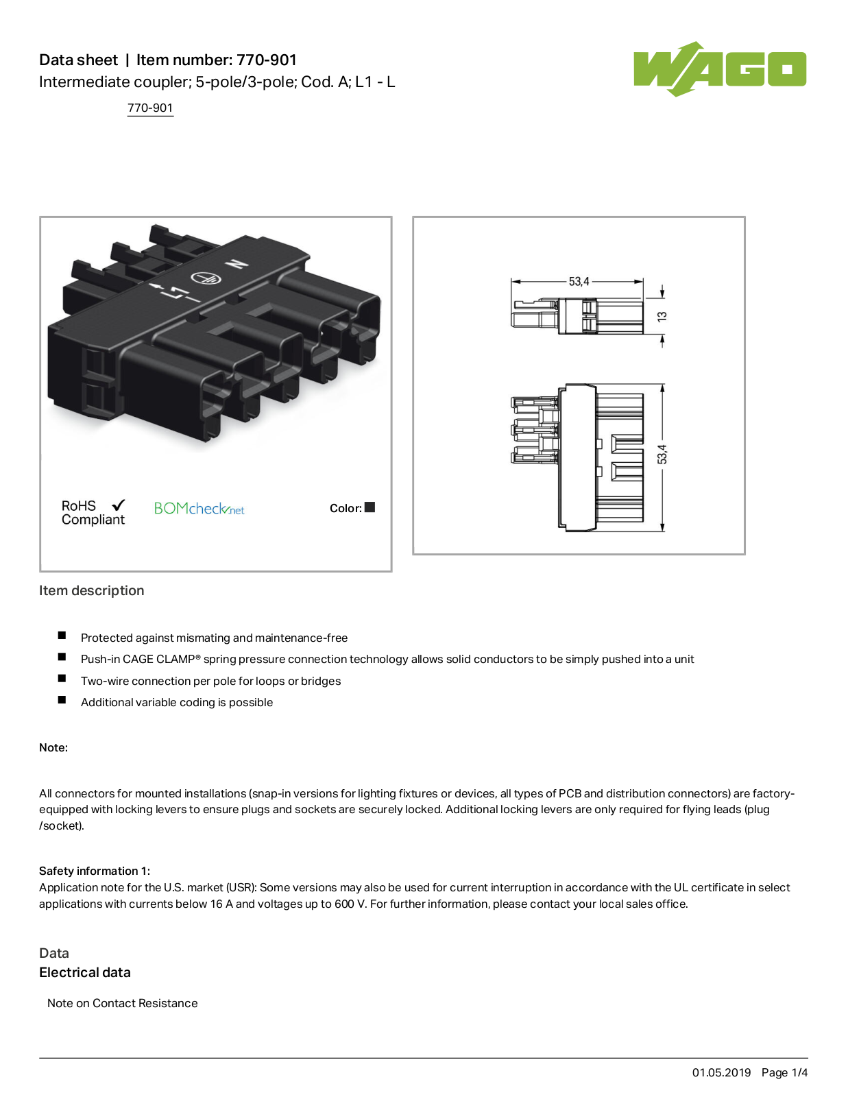 Wago 770-901 Data Sheet