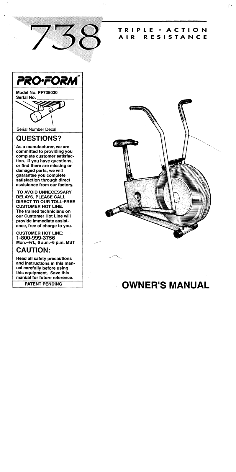 ProForm PF738030 User Manual