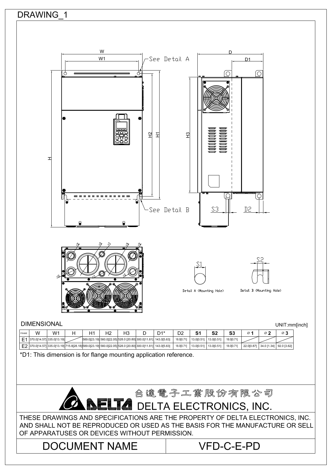 Delta Products VFD-C-E-PD Dimensional Sheet