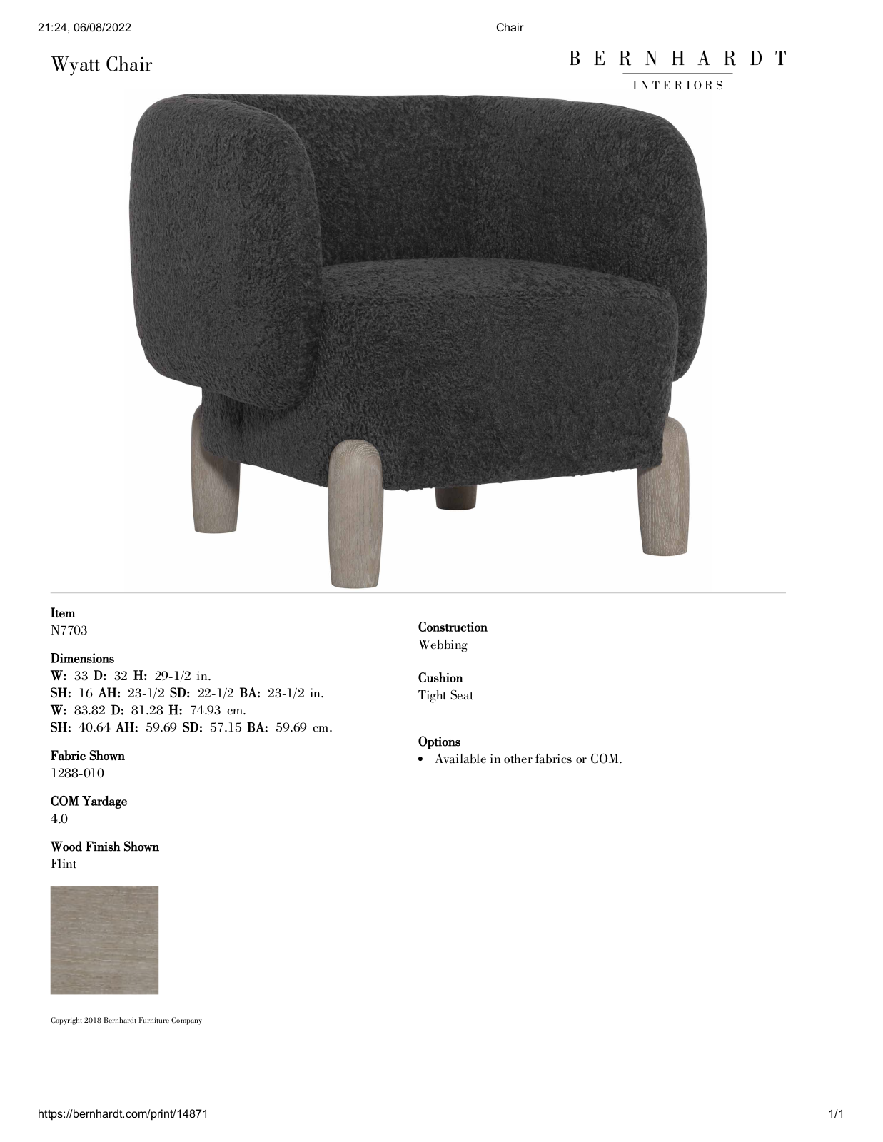 Bernhardt BHT13783 Specifications - ManualMachine.com