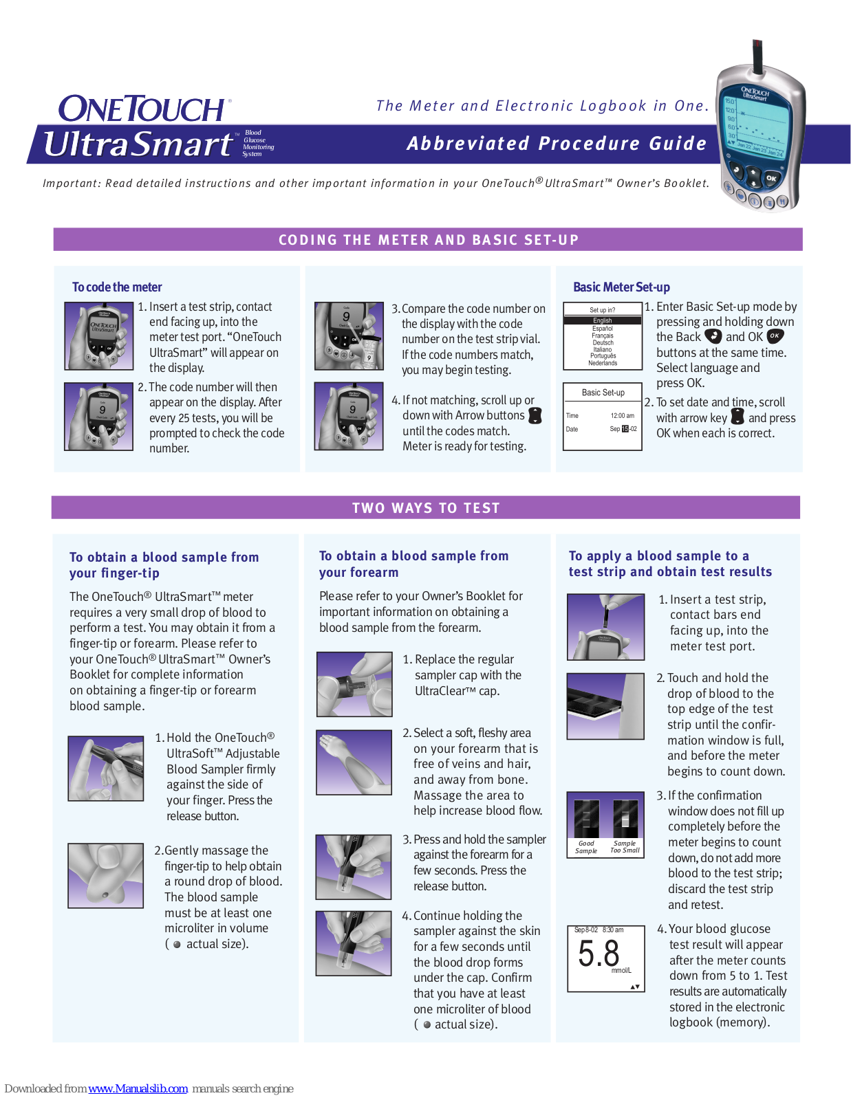 OneTouch ULTRASMART Abbreviated Procedure Manual