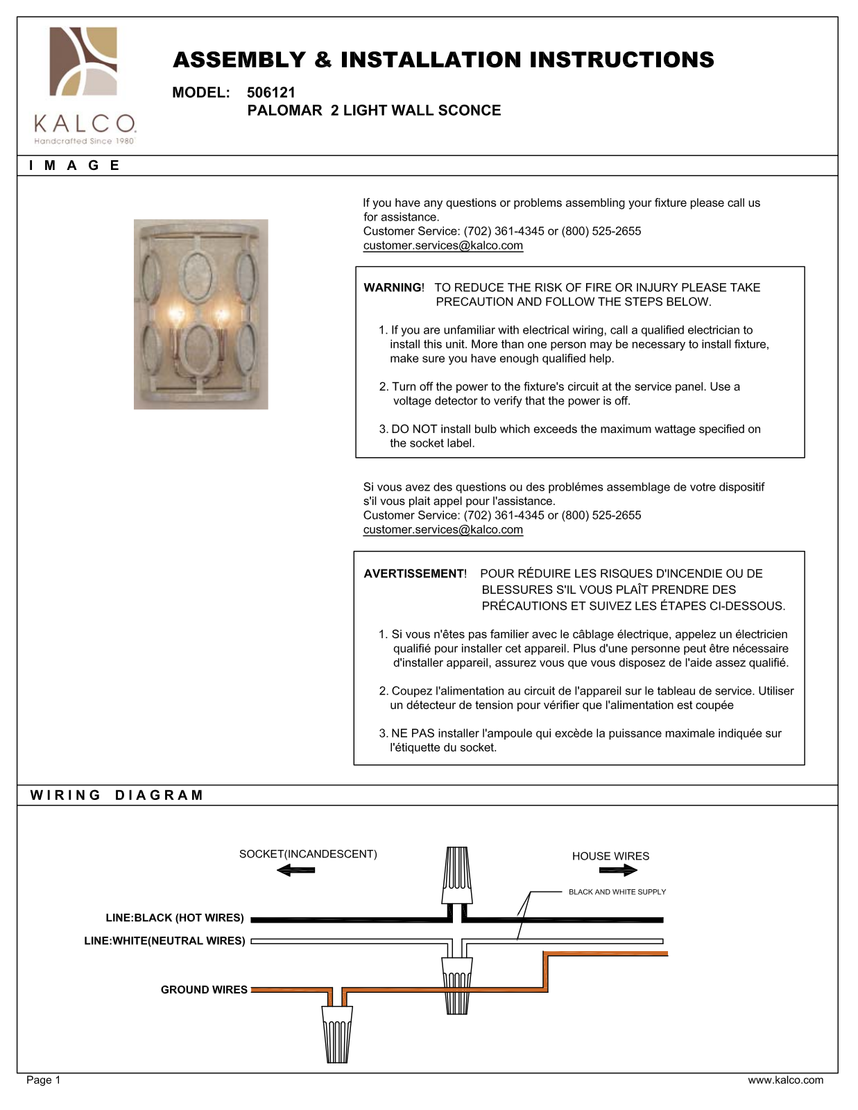 Kalco 506121VSL Assembly Guide - ManualMachine.com
