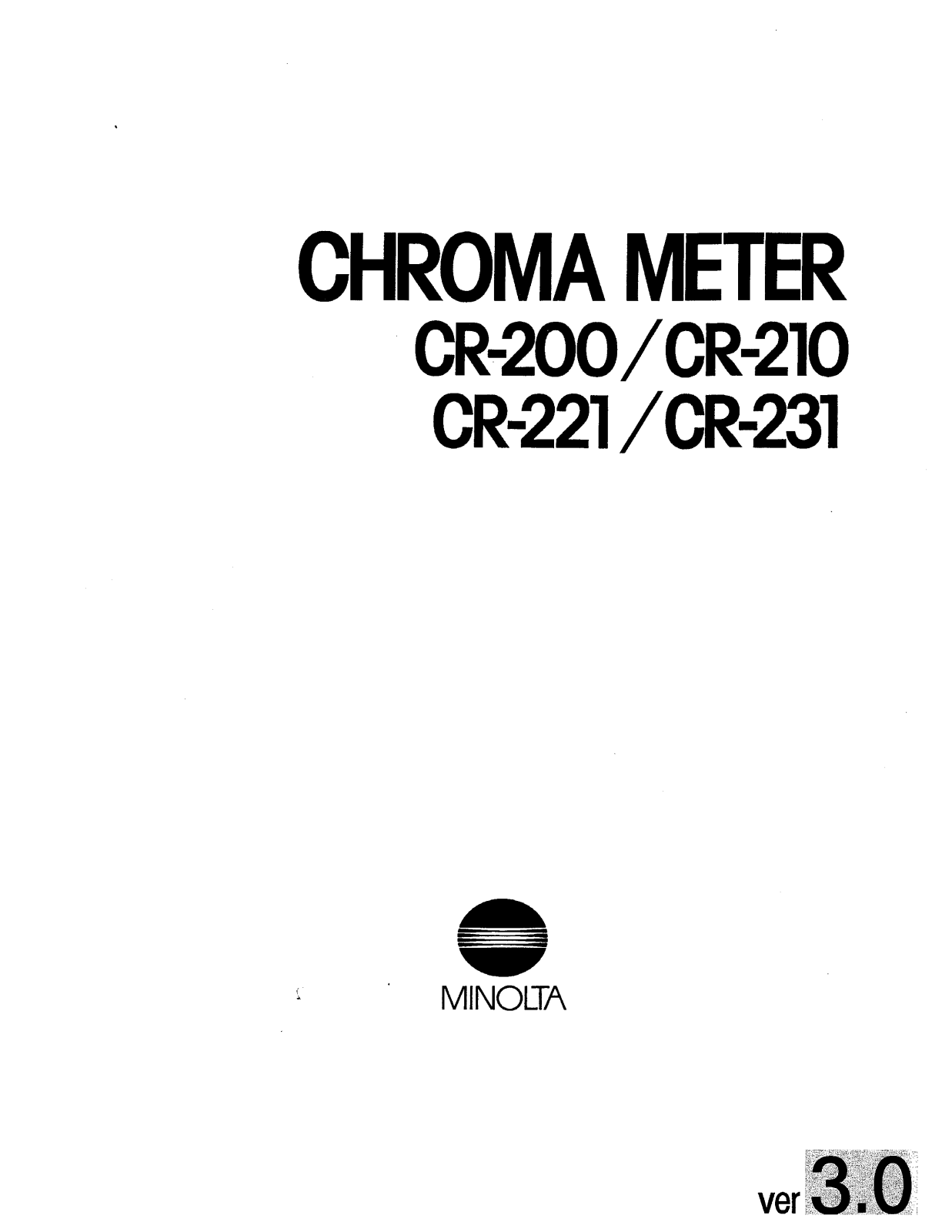 Konica CR-200, CR-210, CR-231, CR-221 User Manual