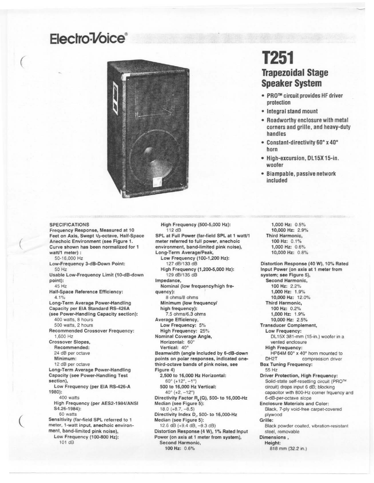 Electro-Voice T251 User Manual