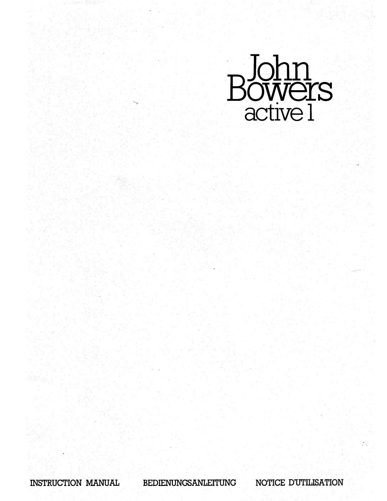 Bowers and Wilkins Active 1 Owners manual