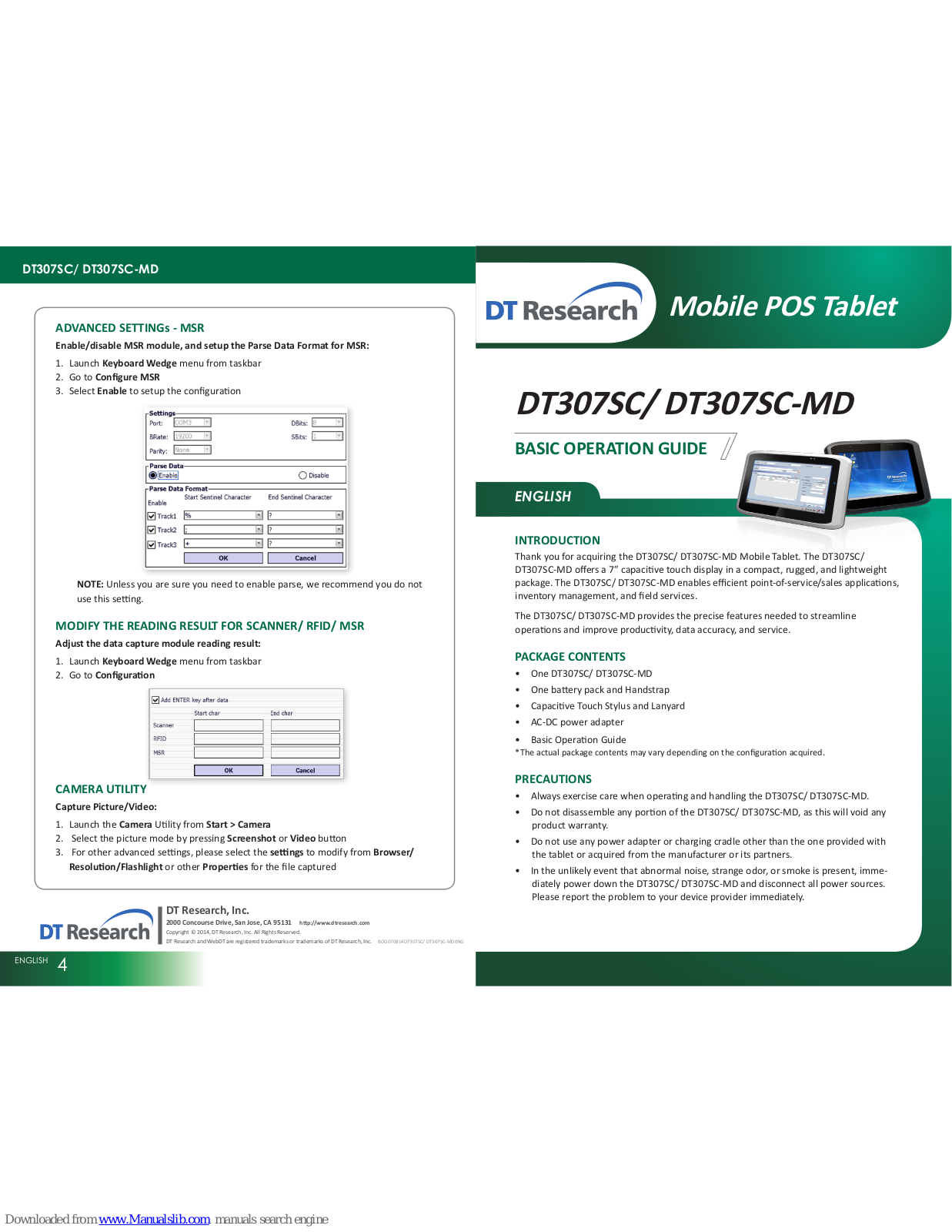 DT Research DT307SC-MD Basic Operation Manual