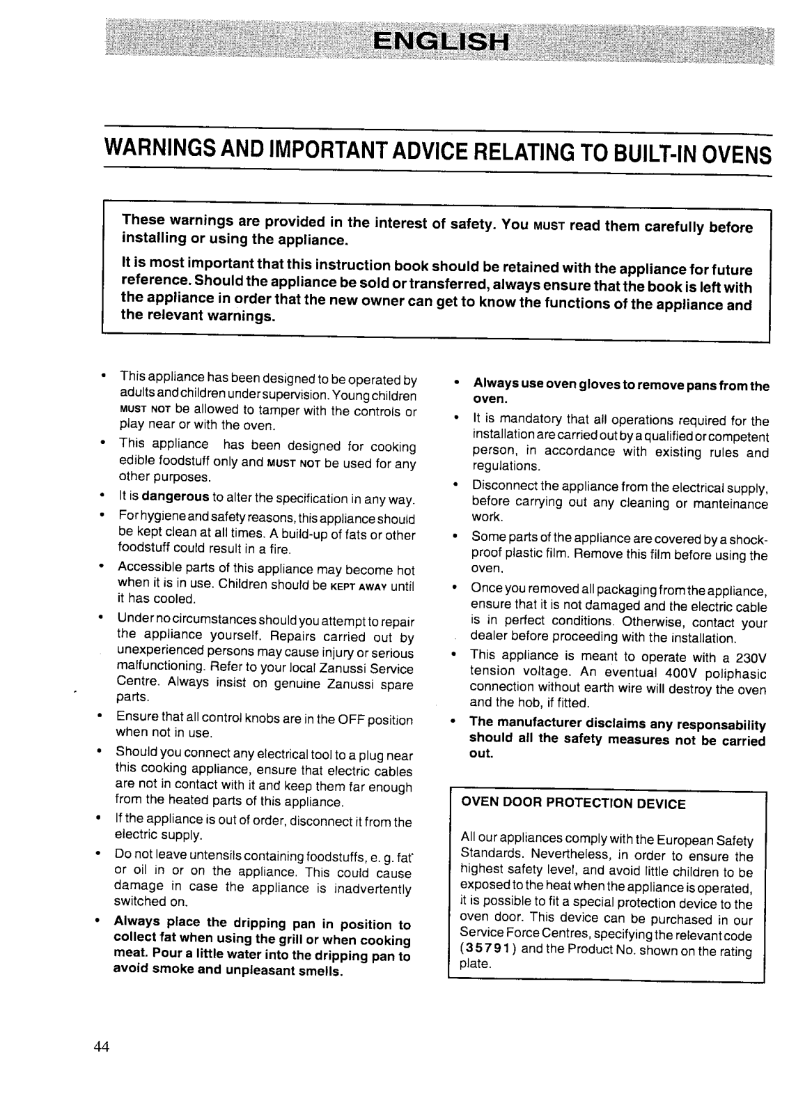 Zanussi ZBM761SX USER MANUAL