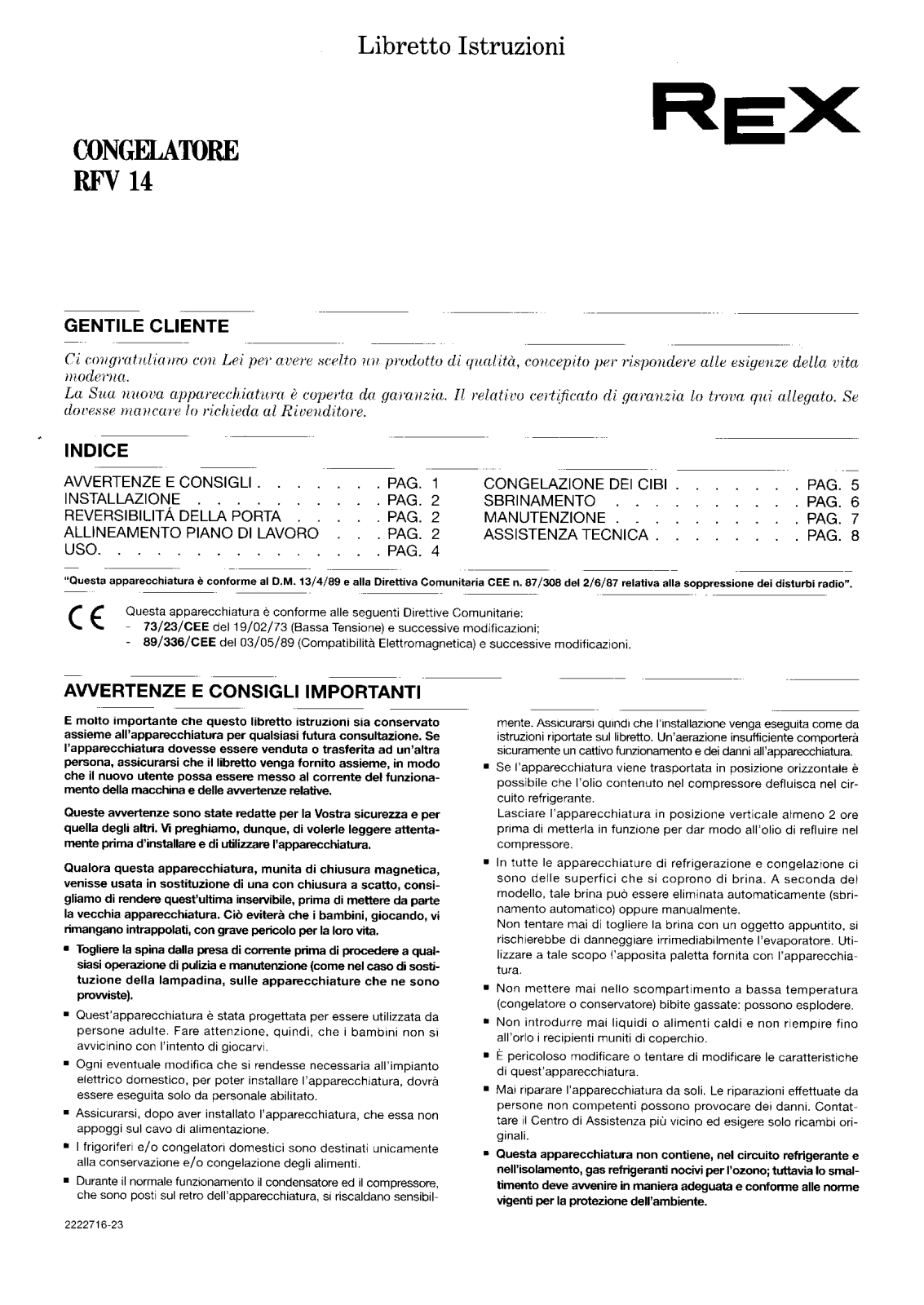 Rex RFV14 User Manual