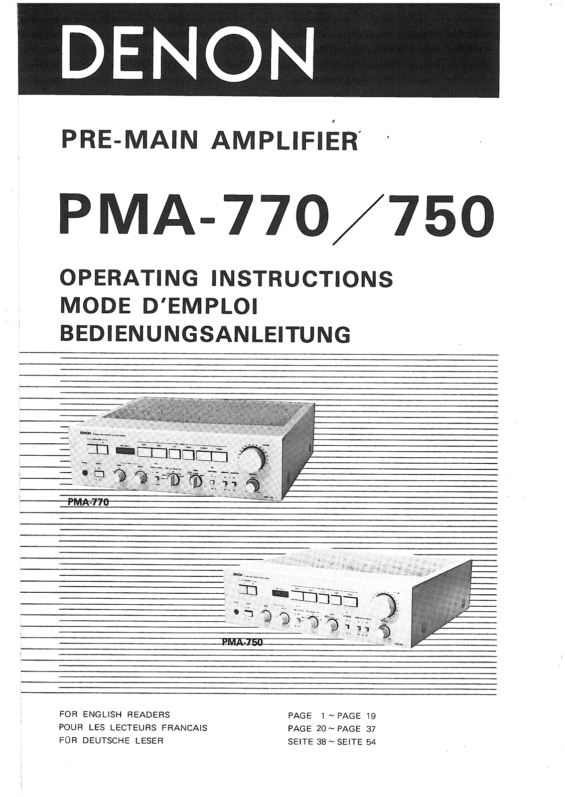 Denon PMA-770 Owner's Manual