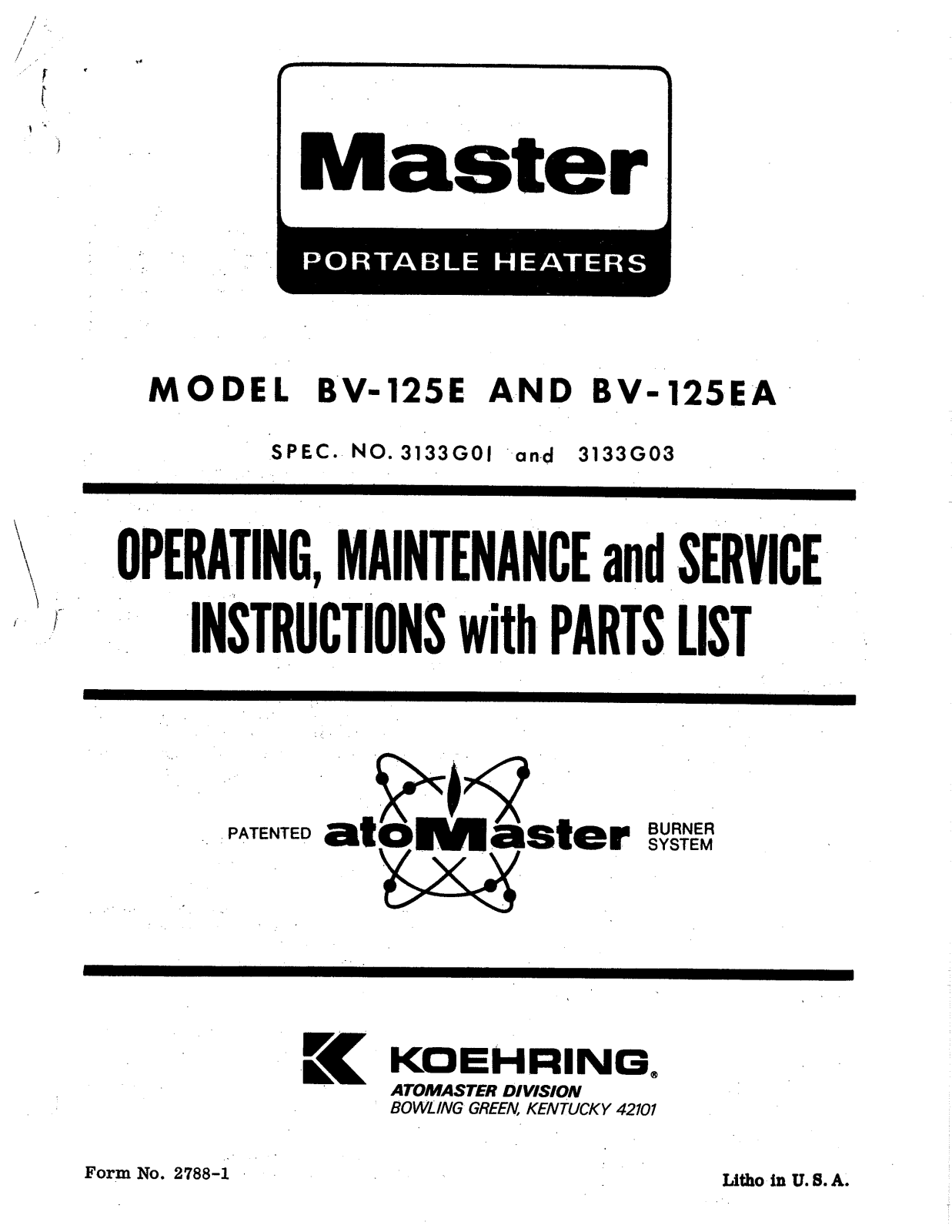 Desa Tech BV125E, BV125EA Owner's Manual