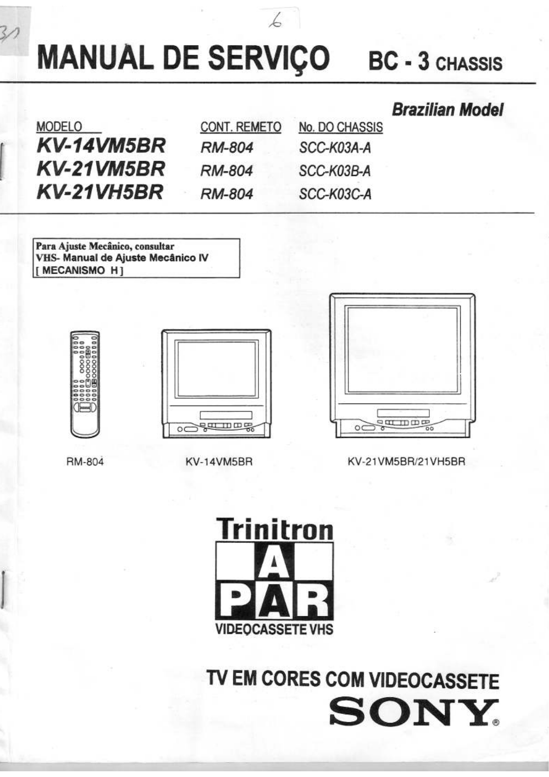 sony kv 21vm5br Service Manual