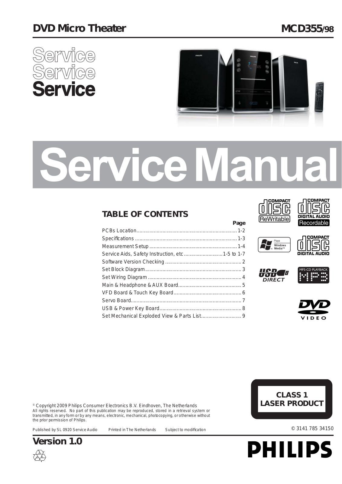 Philips MCD-355 Service Manual