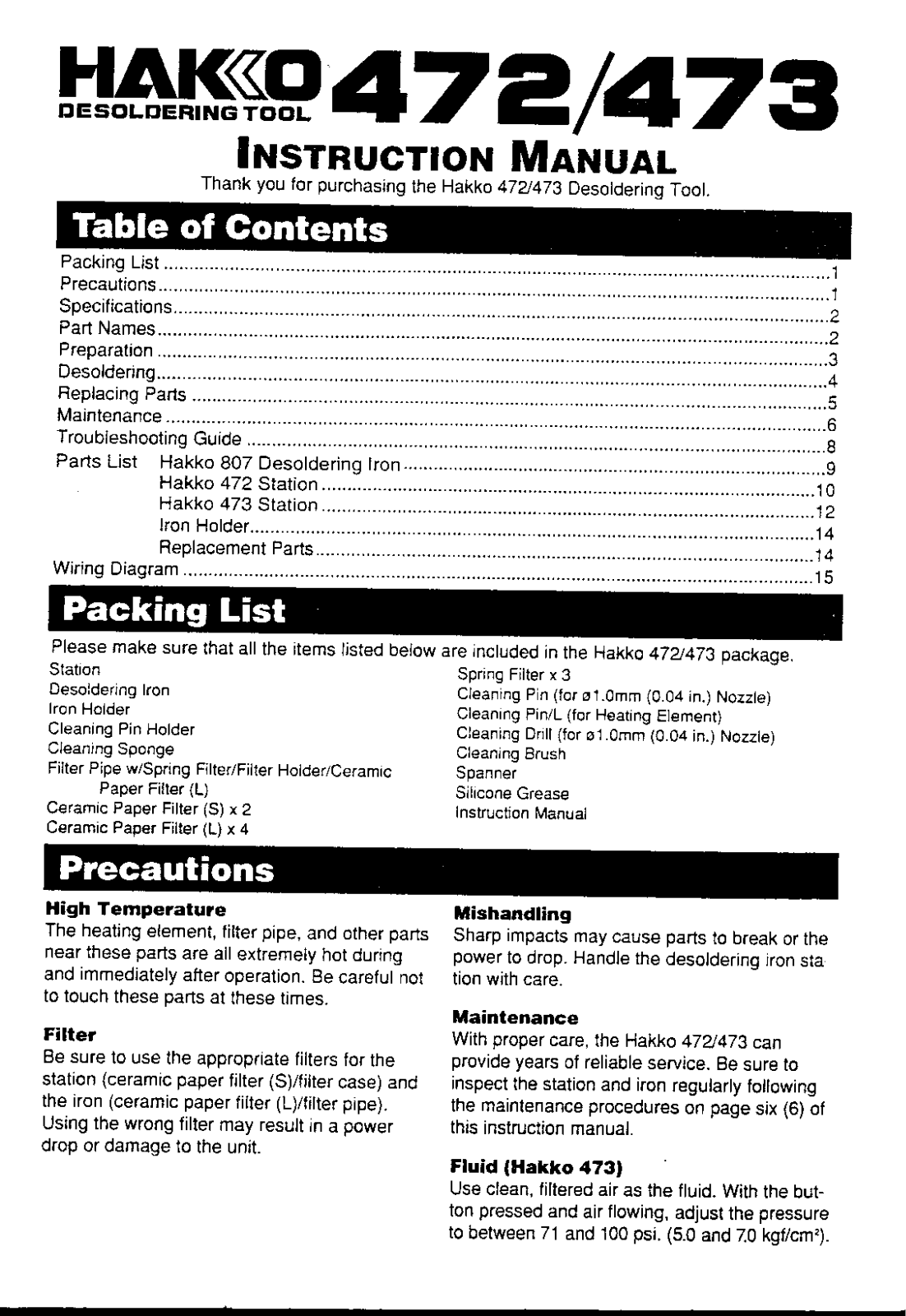Hakko 472, 473 User Manual