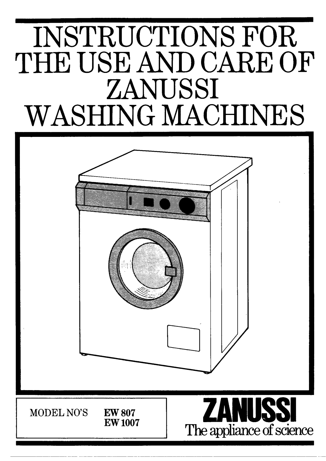 Zanussi EW 1007 Instruction Manual