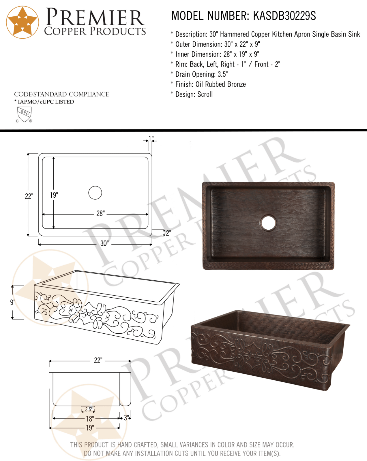 Premier Copper Products IER1185 Specifications - ManualMachine.com