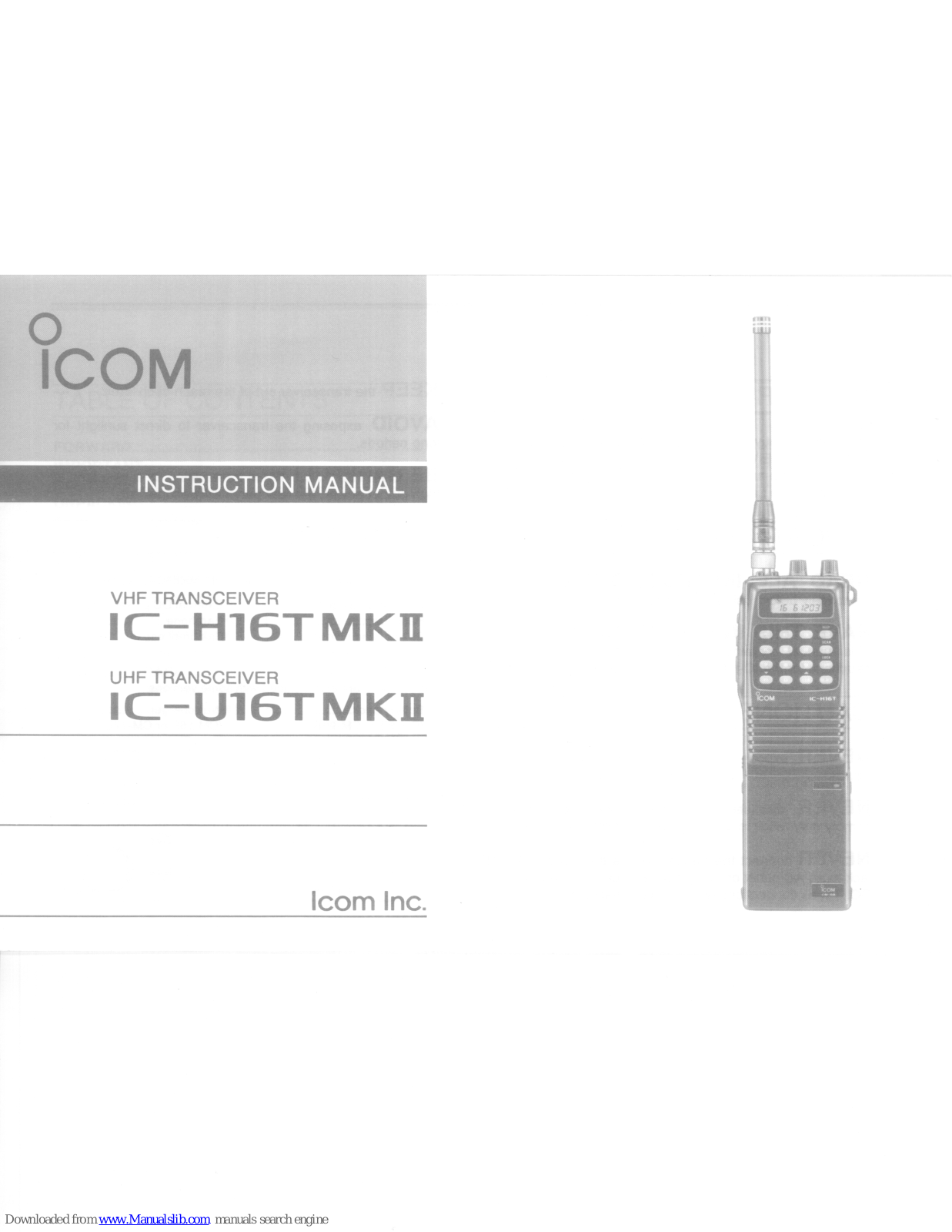 Icom IC-H16T MKII, IC-U16T MKII Instruction Manual