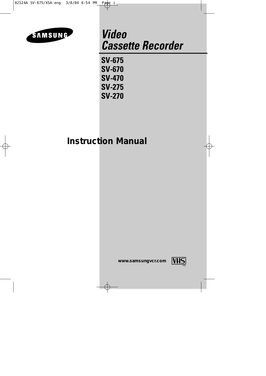 Samsung SV-675, SV-670, SV-470 User Manual