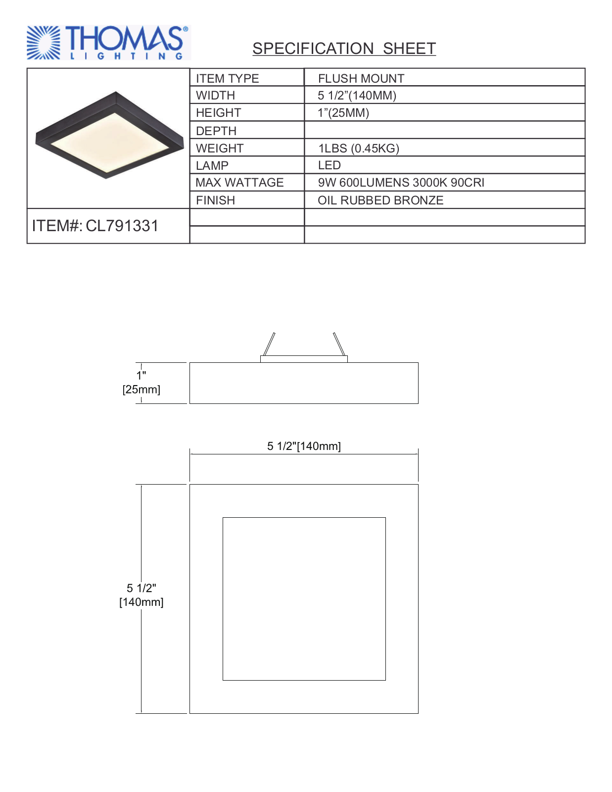 Thomas Lighting CL791BRONZE User Manual - ManualMachine.com