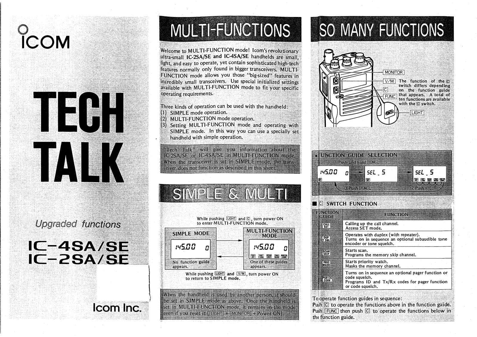 ICOM IC2SE techtalk, IC2SA techtalk User Manual