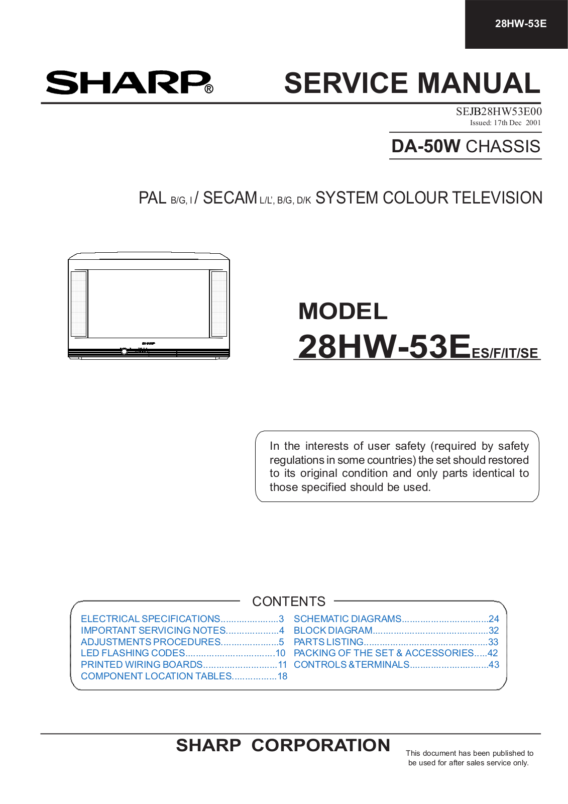 Sharp 28HW-53E Diagram