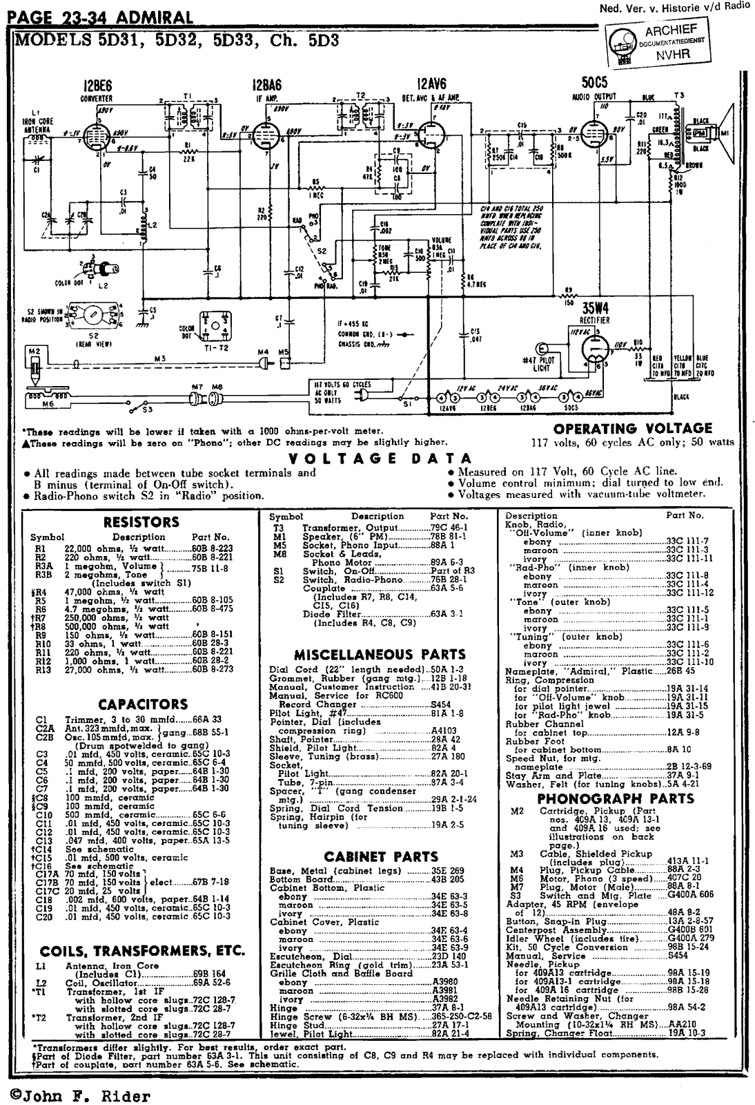 Admiral 5d31, 5d32, 5d33 schematic