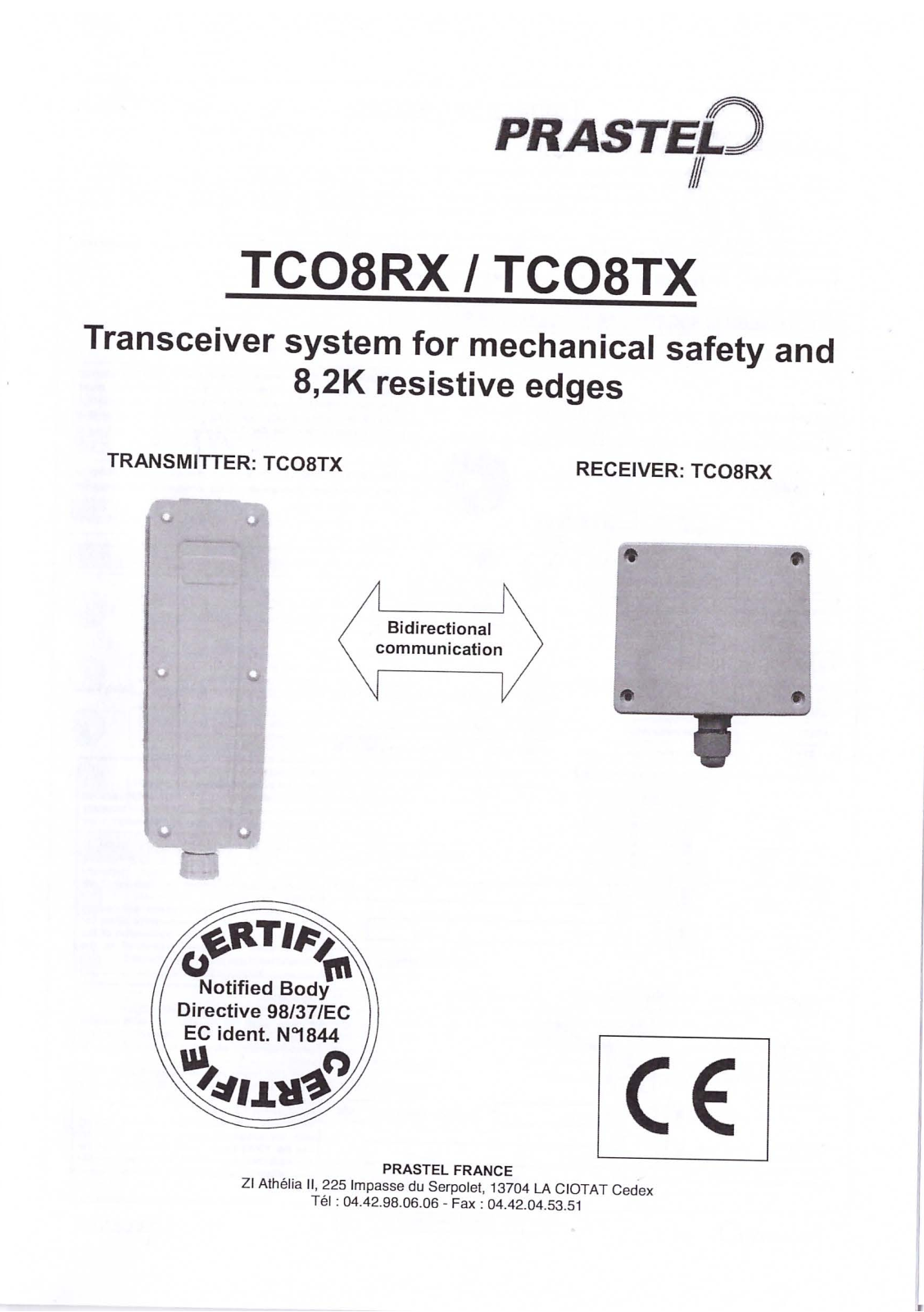 Prastel TCO8RX, TCO8TX User Manual