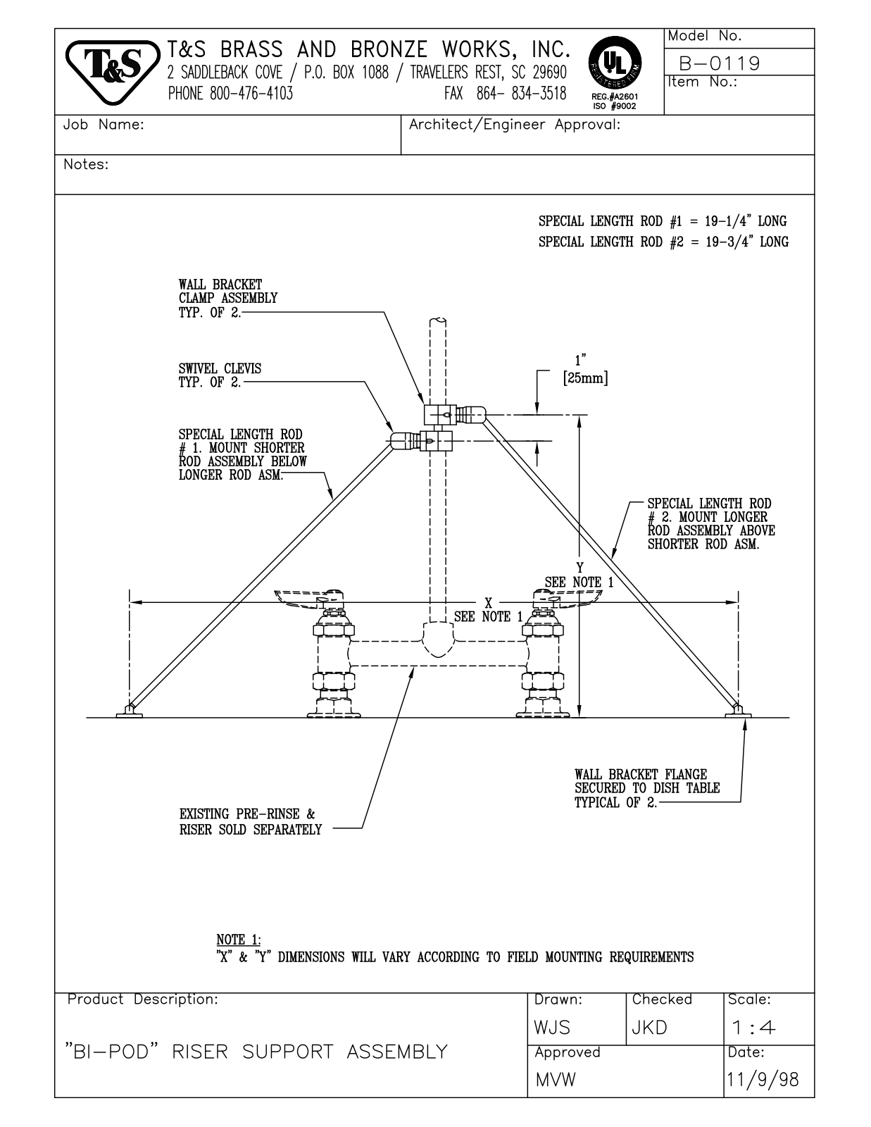 T&S Brass B-0119 User Manual