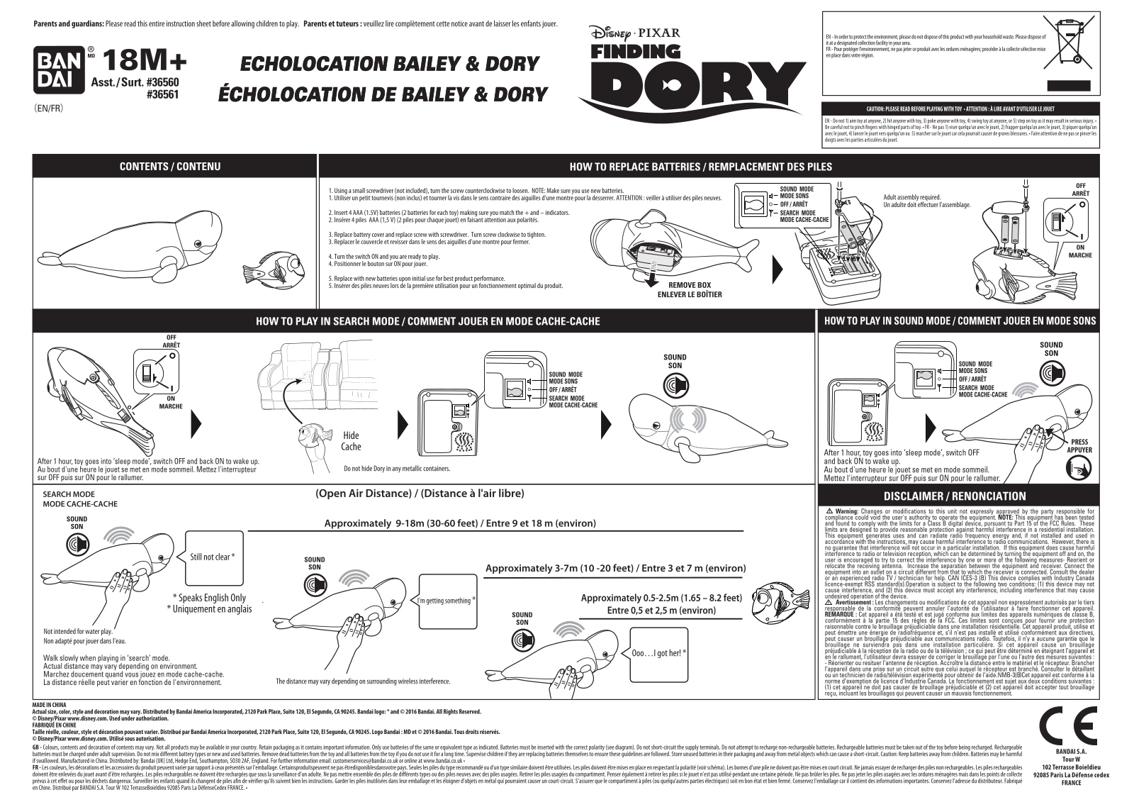 BANDAI 36560FD16 User Manual